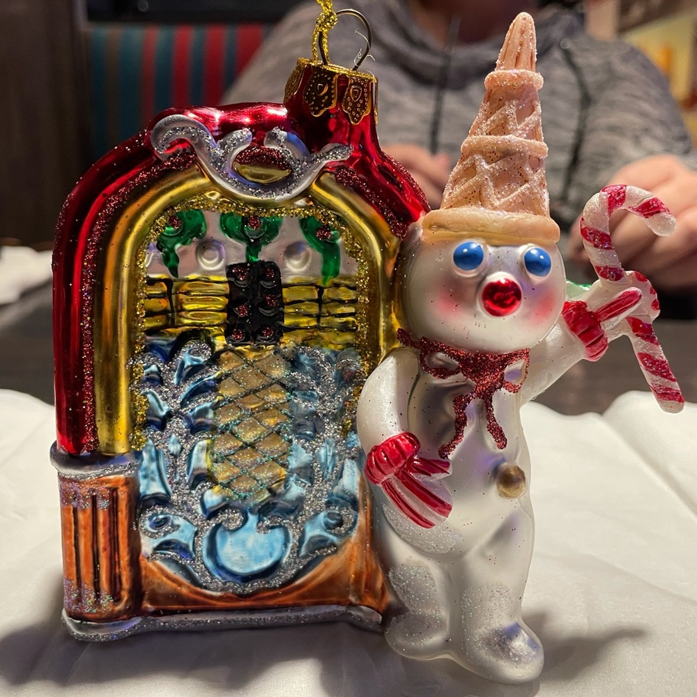 Mr. Bingle Jukebox Glass Ornament dated 2021